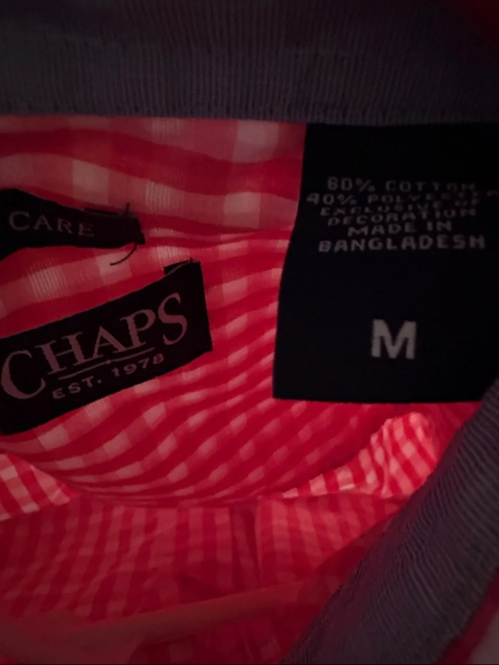 Chaps Red Pink and White Gingham Button-Down Shirt - Picture 2 of 5